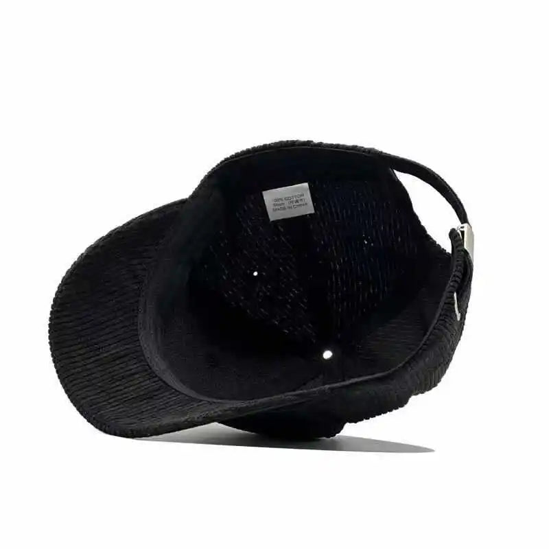 Short brim corduroy cap — three-quarter angle view