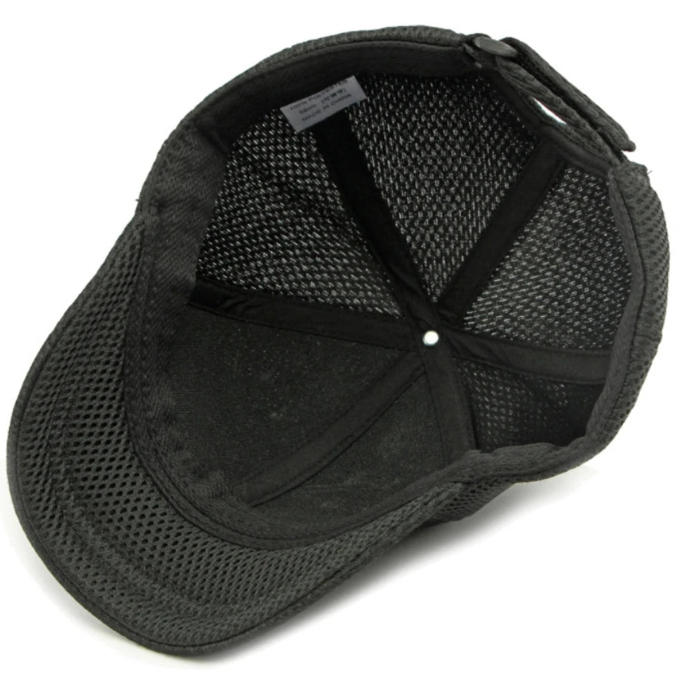 Short brim mesh snapback cap worn lifestyle shot