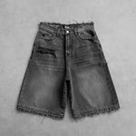 Shorts Black Men's wide leg baggy jeans — front full view