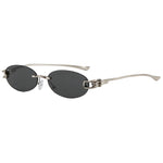 Silver Black Rimless oval gradient sunglasses — lifestyle shot 3