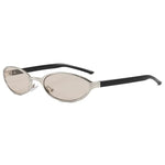 Sunglasses with black and silver frame on a white background