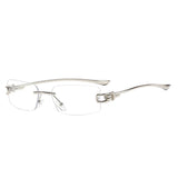Silver Clear Frameless rimless sunglasses, metal bridge detail