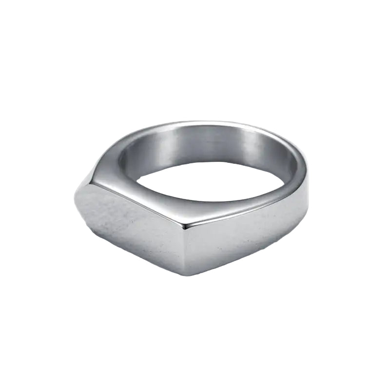 Unisex Square Signet Ring – Stainless Steel Flat Top Band