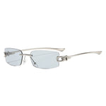 Silver Light Gray Frameless rimless sunglasses, overhead view