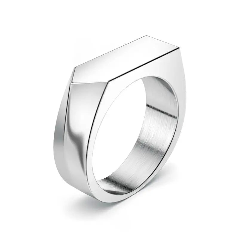 Unisex Square Signet Ring – Stainless Steel Flat Top Band