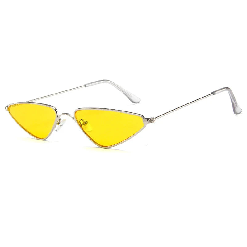 Silver-Yellow Micro triangle sunglasses, flat lay