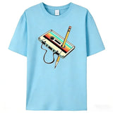Sky Blue Vintage graphic tee, flat lay