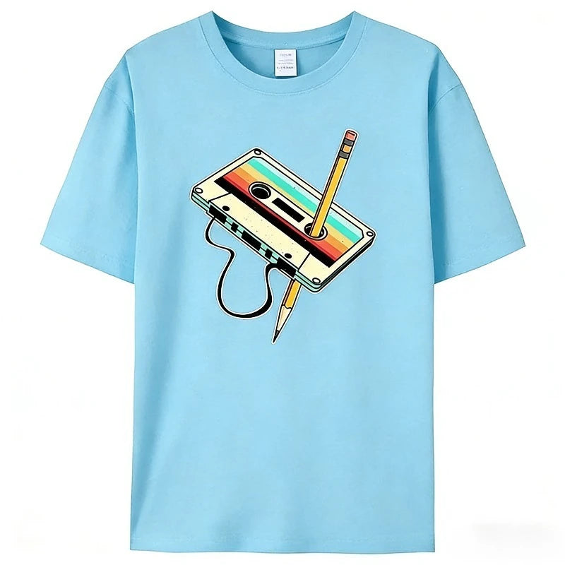 Sky Blue Vintage graphic tee, flat lay