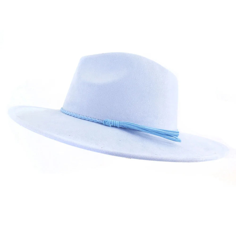 Wide Brim Suede Fedora Hat