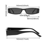 Black sunglasses with measurements on a white background