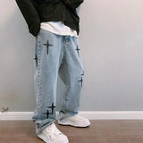 Star graphic baggy wide-leg jeans, side view