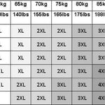 Size chart for Streetwear Parka Jacket