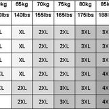 Size chart for Streetwear Parka Jacket