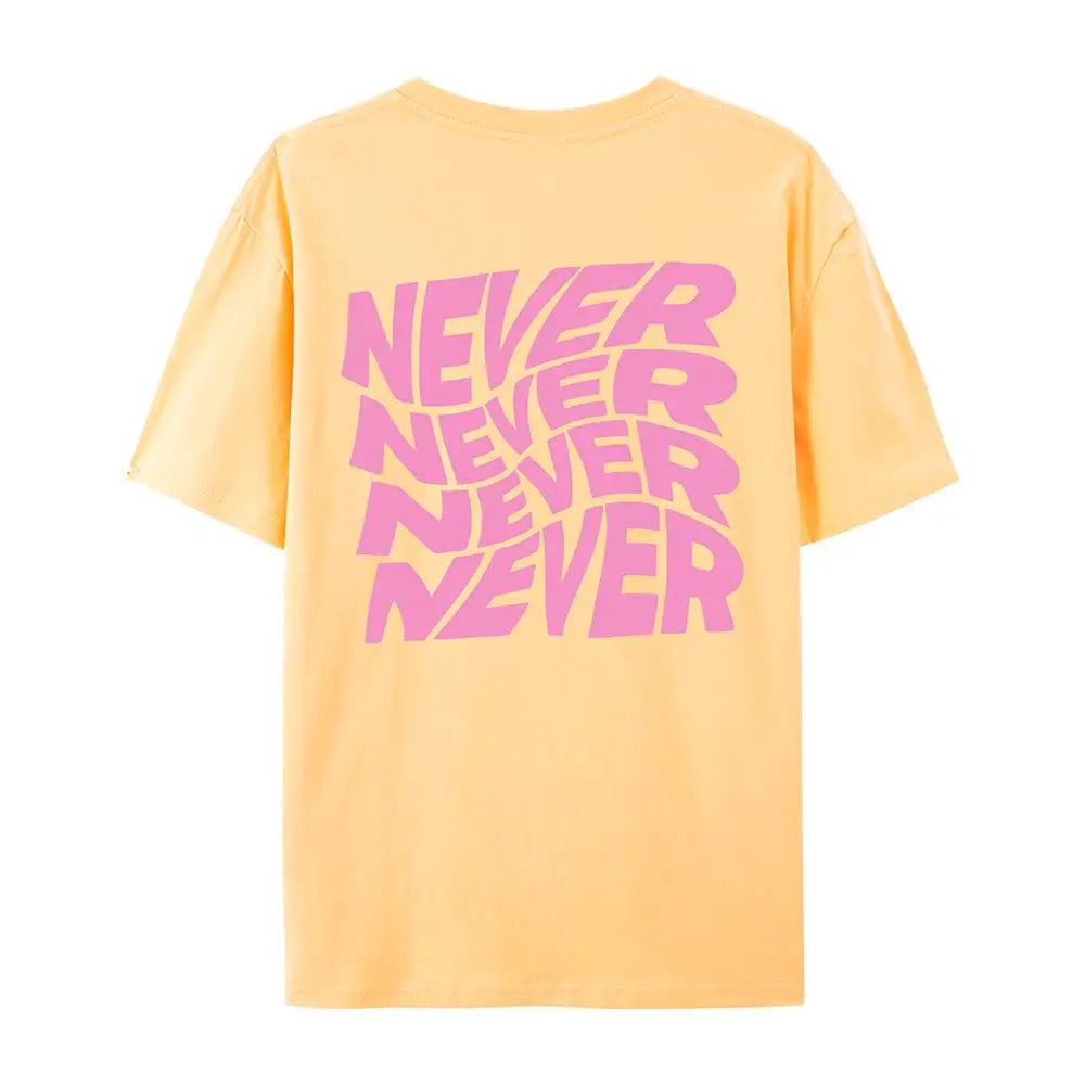 Sun Orange Wavy letter print oversized graphic tee — lifestyle shot