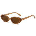 Tea colorway oval gradient sunglasses editorial shot on model — The Unrivaled Brand