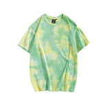 Tie-dye oversized t-shirt on model, side