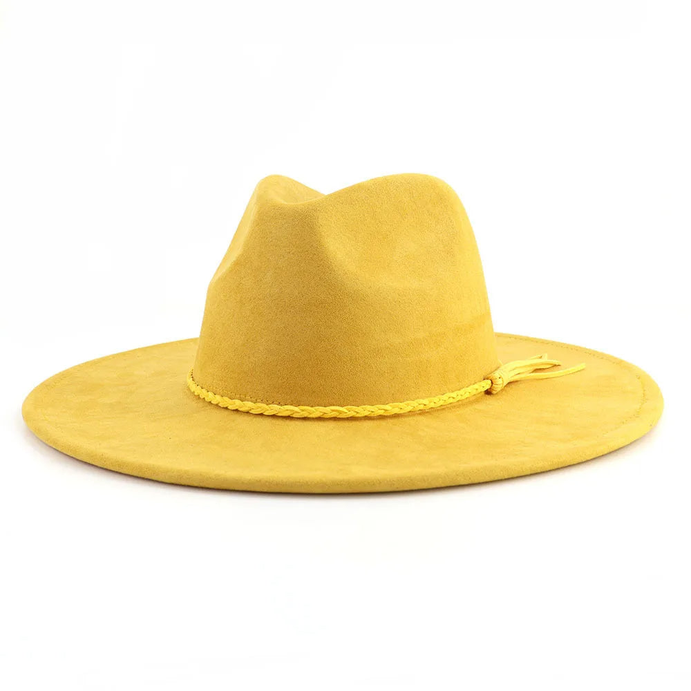 Wide Brim Suede Fedora Hat