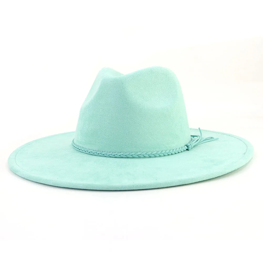 Wide Brim Suede Fedora Hat