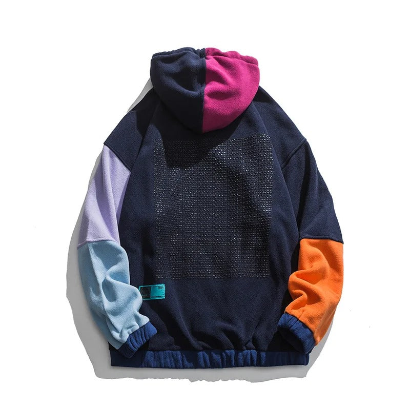 Bold Color Block Pullover Hoodie – Cozy Streetwear for Fall