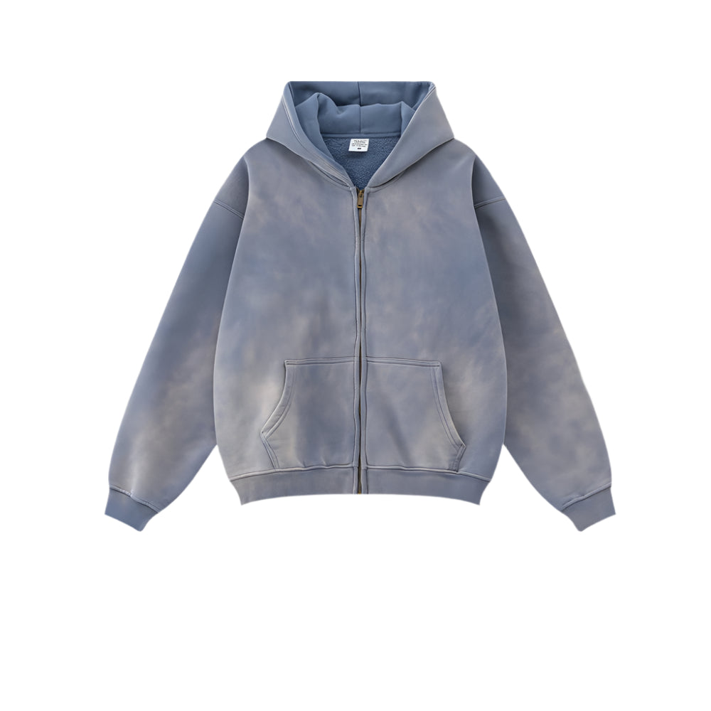 Urban Acid Wash Zip-Up Hoodie