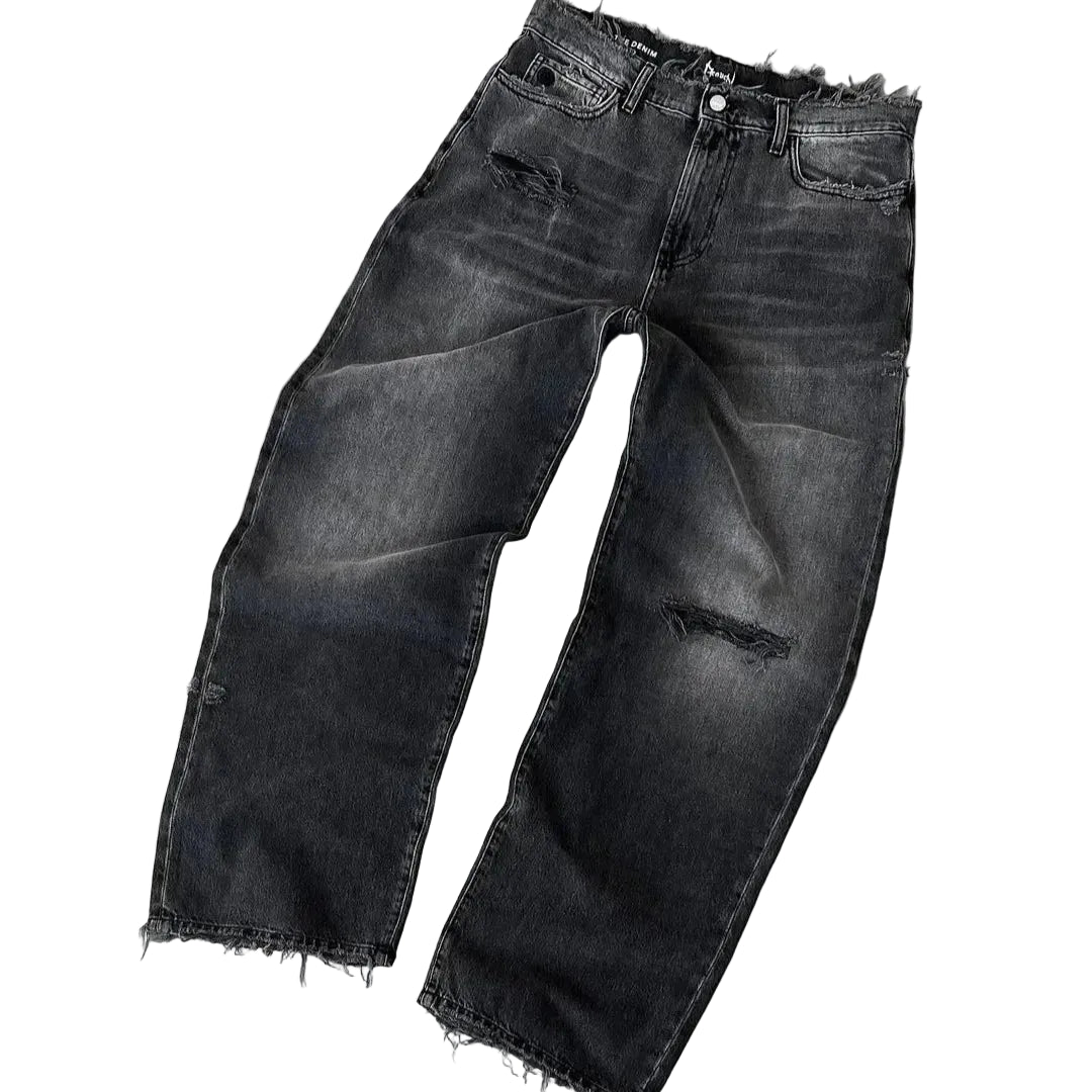 Vintage Black Men's loose fit baggy jeans — lifestyle view