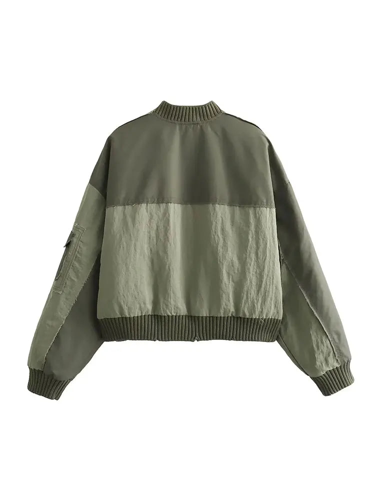 Vintage Olive Bomber Jacket