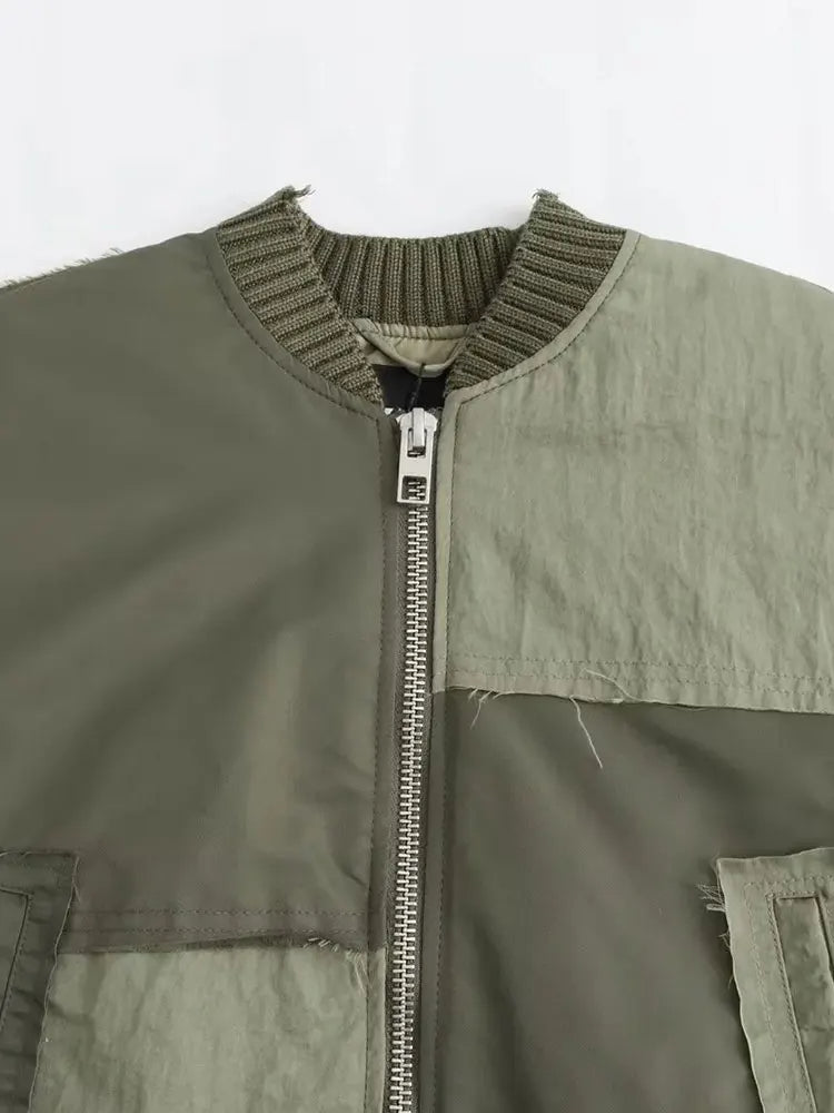 Vintage Olive Bomber Jacket