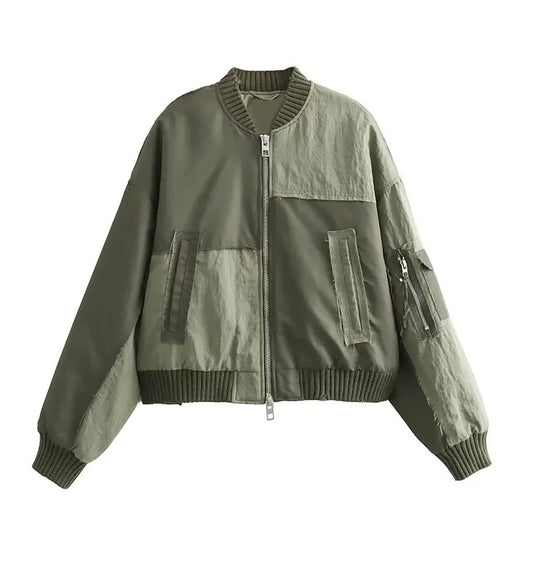 Vintage Olive Bomber Jacket