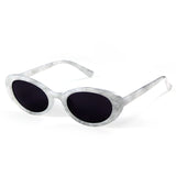 White Black Oval sunglasses overhead view