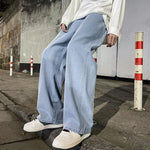 White Blue Men's wide-leg loose jeans, street style