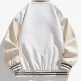 White jacket with black striped accents on a white background