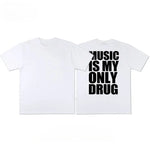 1 Music Is My Only Drug oversized graphic tee, flat lay