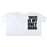 1 Music Is My Only Drug oversized graphic tee, flat lay