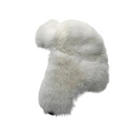 White fluffy slippers on a light gray background
