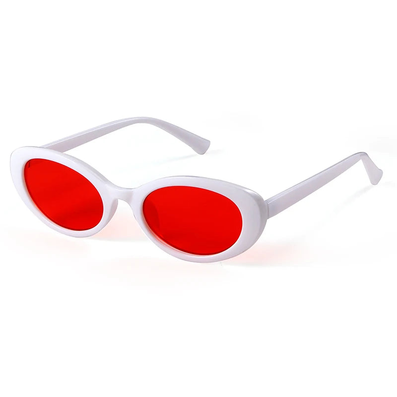 White Red Oval sunglasses on model, lifestyle shot