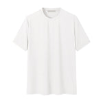 White Ribbed knit henley tee, flat lay