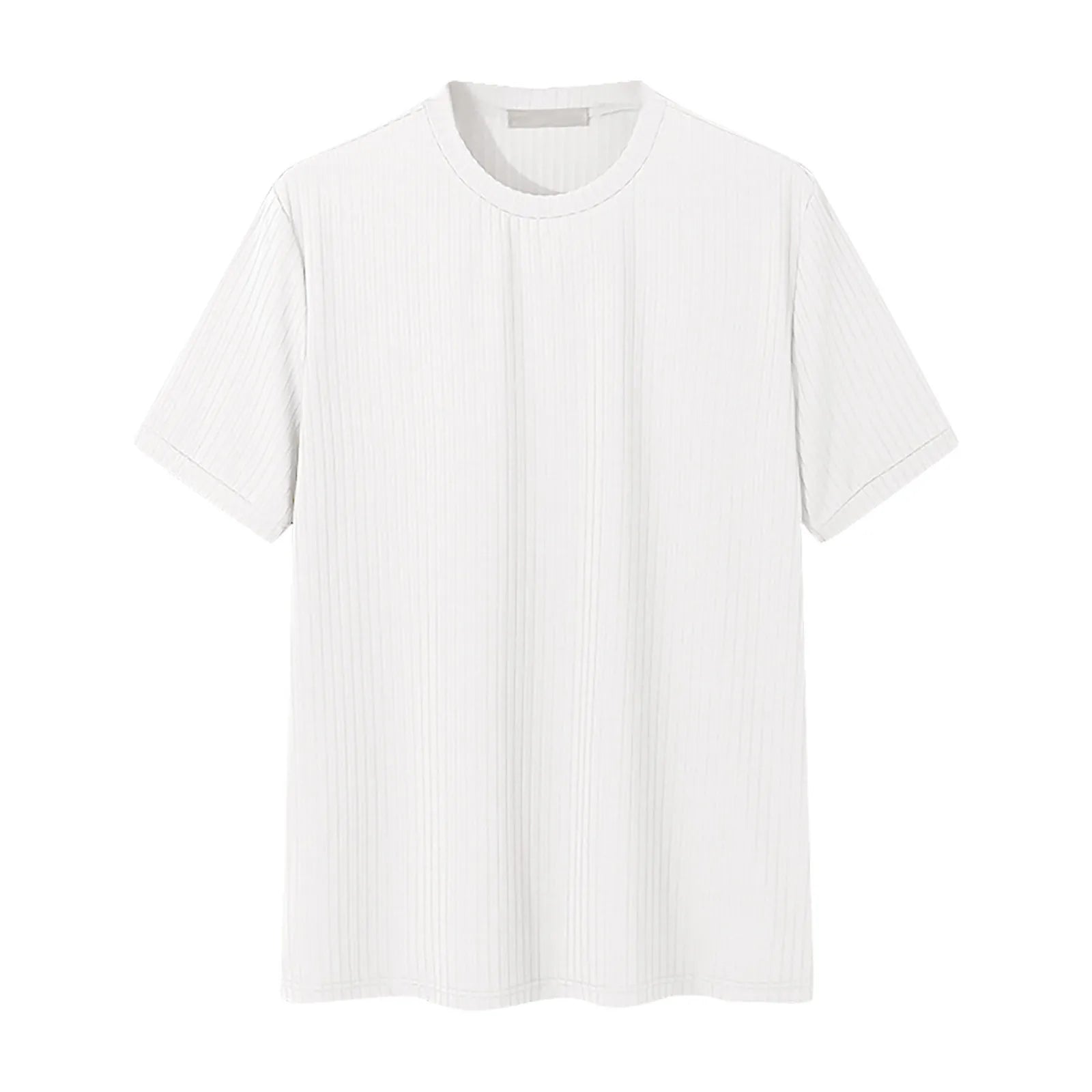 White Ribbed knit henley tee, flat lay