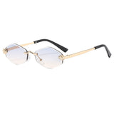 Sunglasses with gold frame and gradient lenses on a white background