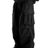 Wide-leg cargo pants, front view