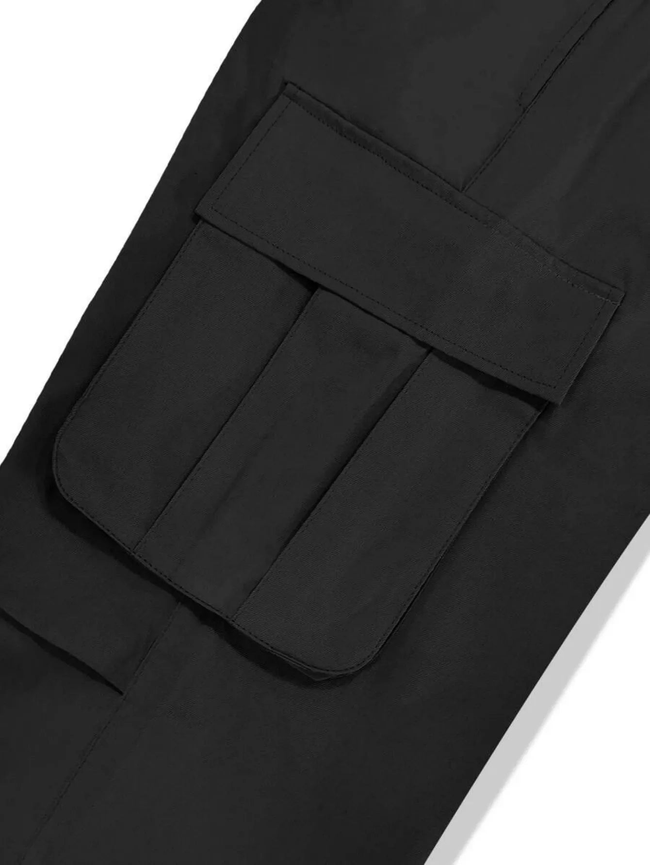Wide-leg cargo pants, full length on model