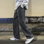 Men's wide-leg loose jeans, back view