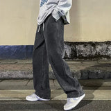Men's wide-leg loose jeans, back view