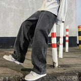 Men's wide-leg loose jeans, front view