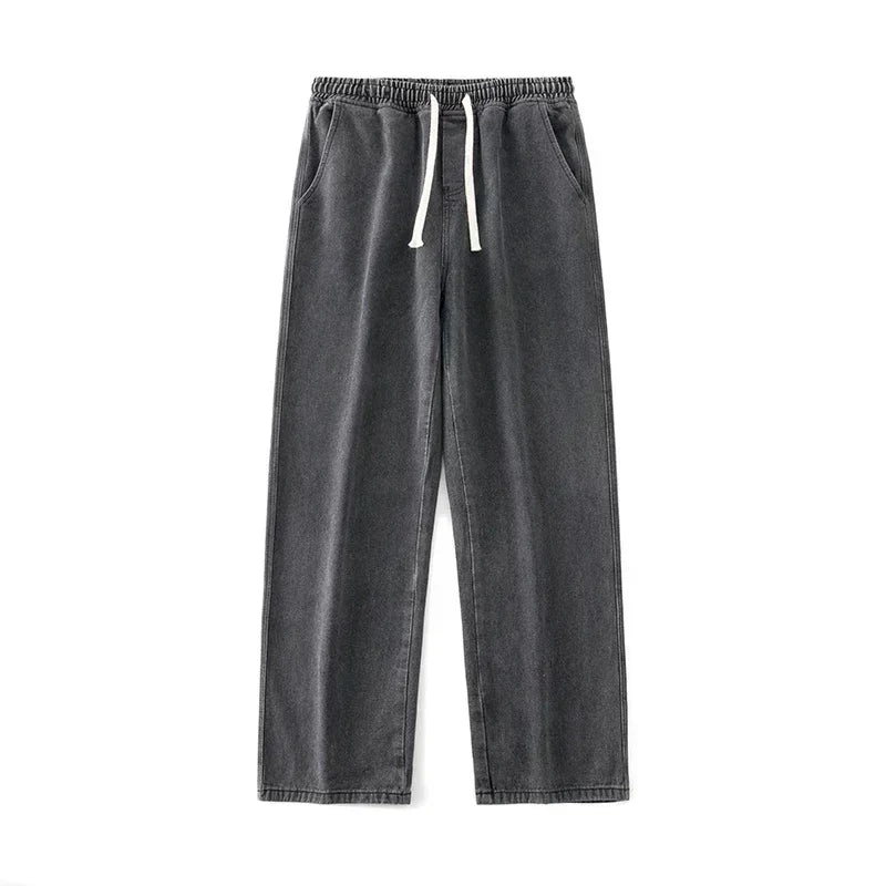 Men's wide-leg loose jeans, worn look