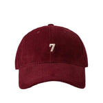 Wine Red Corduroy baseball dad hat — adjustable strap detail