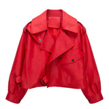 Faux Leather Cropped Moto Jacket