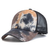 Womens Tie Dye Ponytail Trucker Hat