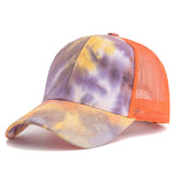 Womens Tie Dye Ponytail Trucker Hat