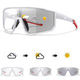 Wraparound photochromic sport sunglasses on model, second view