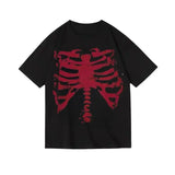 X474-Black Skeleton graphic tee — front view